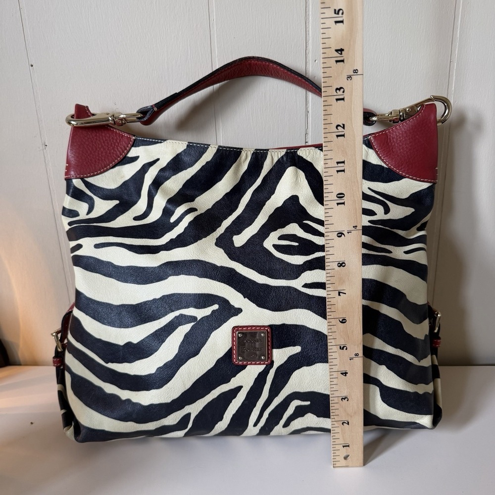 Dooney & Bourke VTG Y2K Zebra Print Leather Slouchy Hobo Bag (L) Purse Designer - Picture 9 of 13